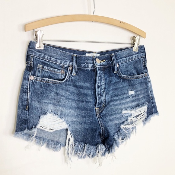 Free people we the free, distressed, fringed button, fly denim shorts - Picture 8 of 11